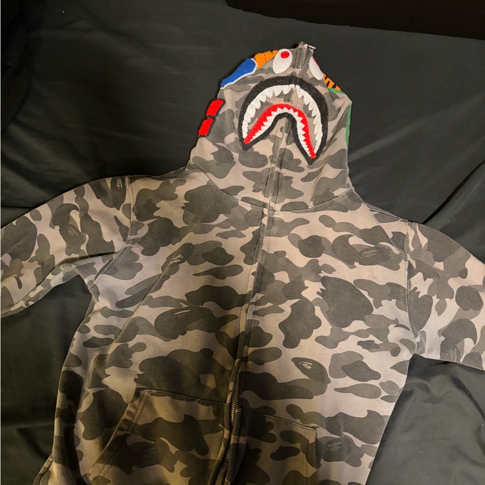 BAPE men's  Shark Camo jacket - Gray Camo